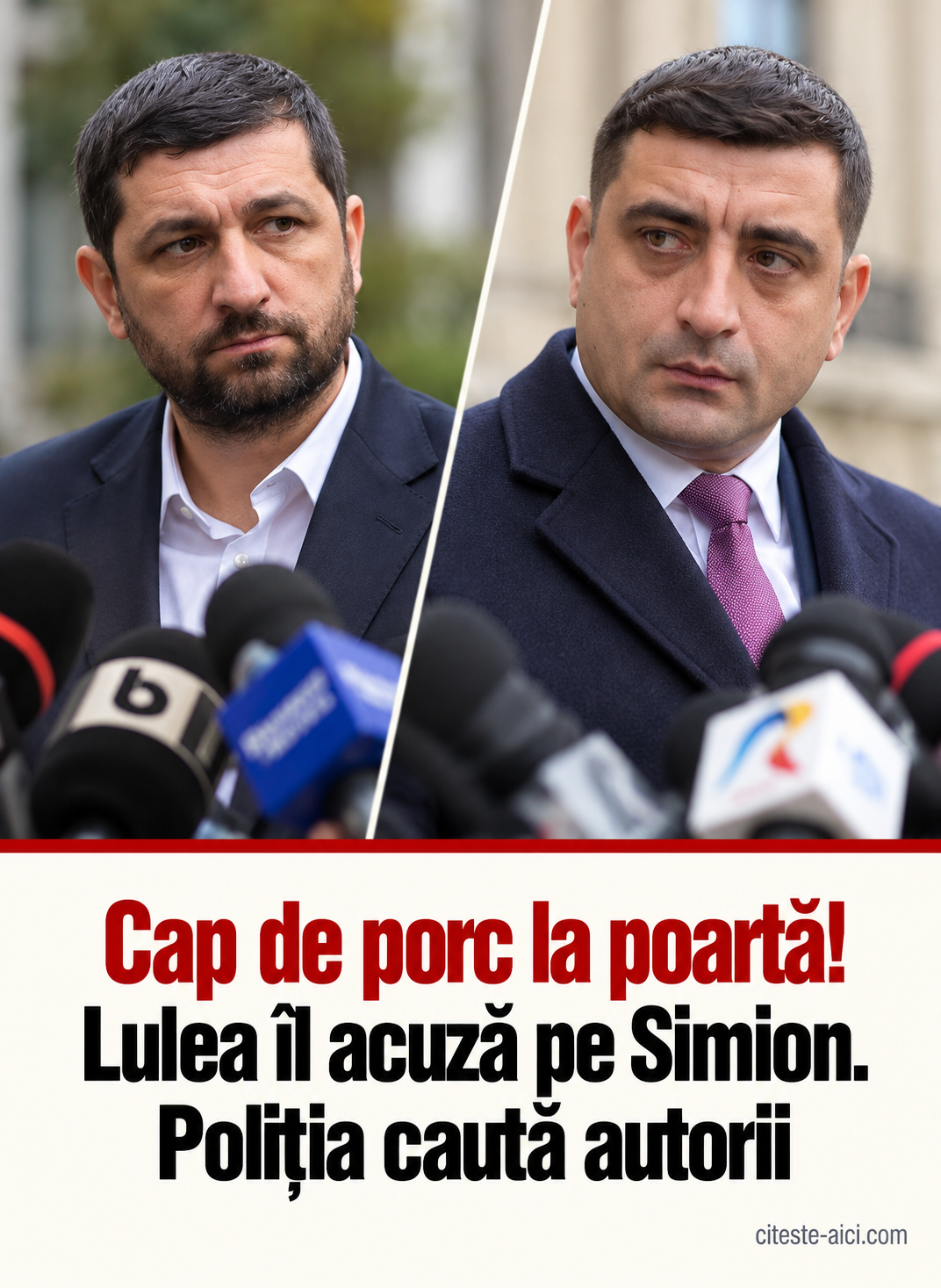 Scandalul capului de porc de la poarta lui Marius Lulea. Acuzații către Simion, negări din AUR și o anchetă în desfășurare — ilustrație editorială Citește Aici
