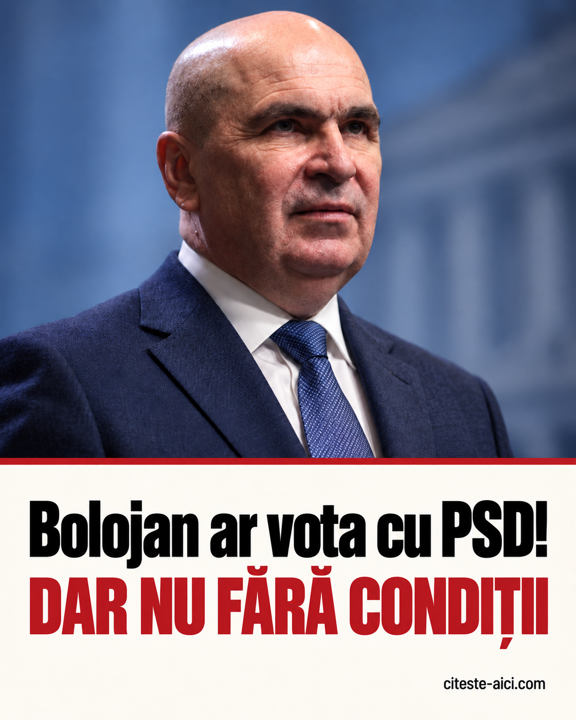 Bolojan ar vota cu PSD! Dar nu fără condiții. Imagine ilustrativă realizată cu AI.