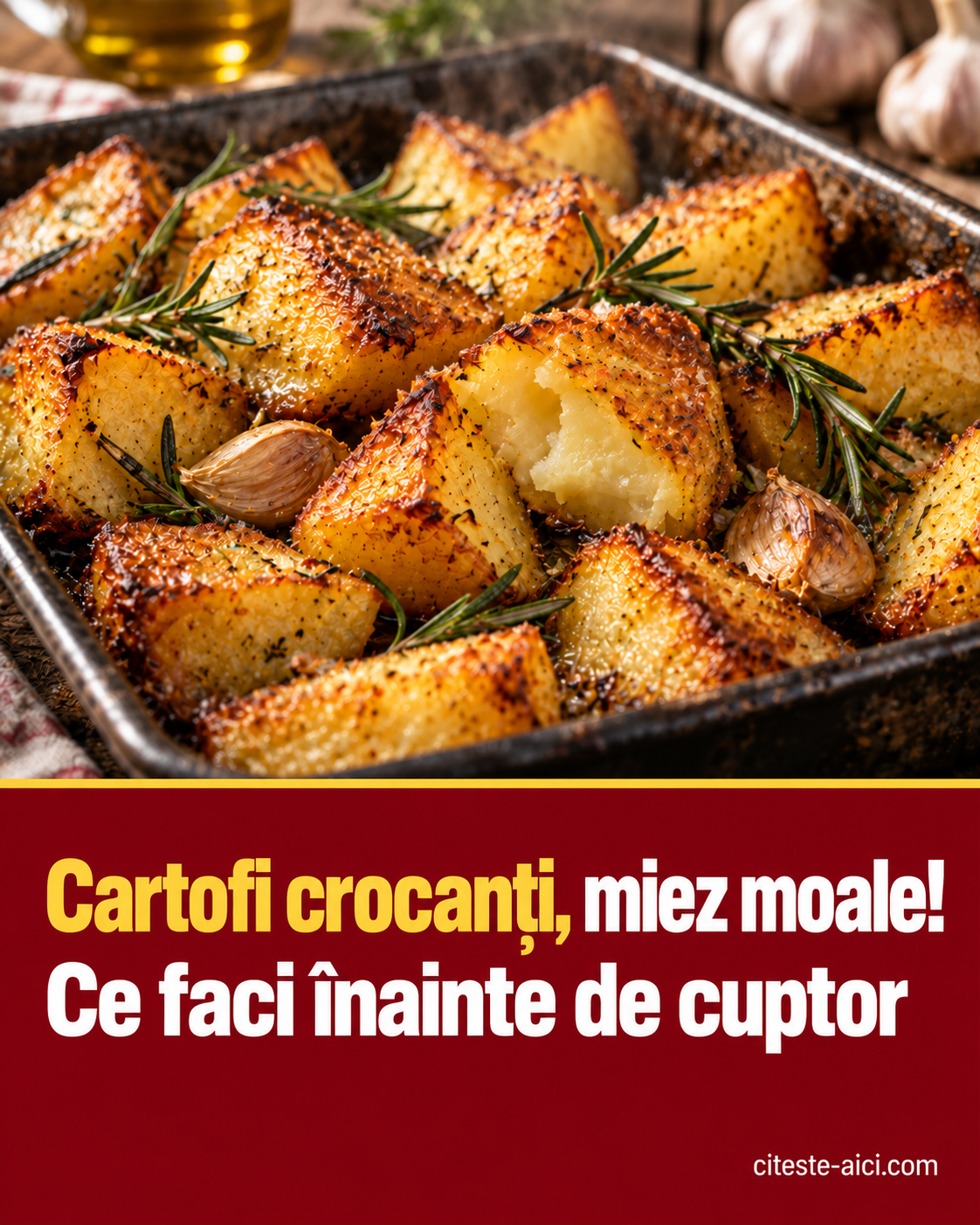 Cartofi crocanți, miez moale! Ce faci înainte de cuptor. Imagine ilustrativă realizată cu AI.