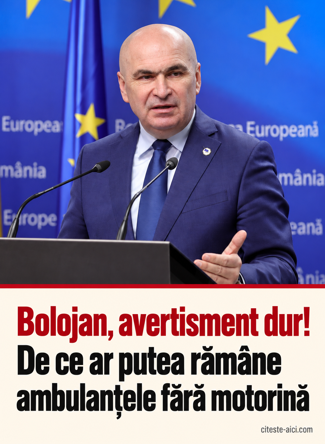 Bolojan, avertisment dur! — De ce ar putea rămâne — ambulanțele fără motorină. Foto de arhivă: Consiliul European / © Uniunea Europeană, 6 martie 2025. Reîncadrare și compoziție grafică adaptată cu AI.