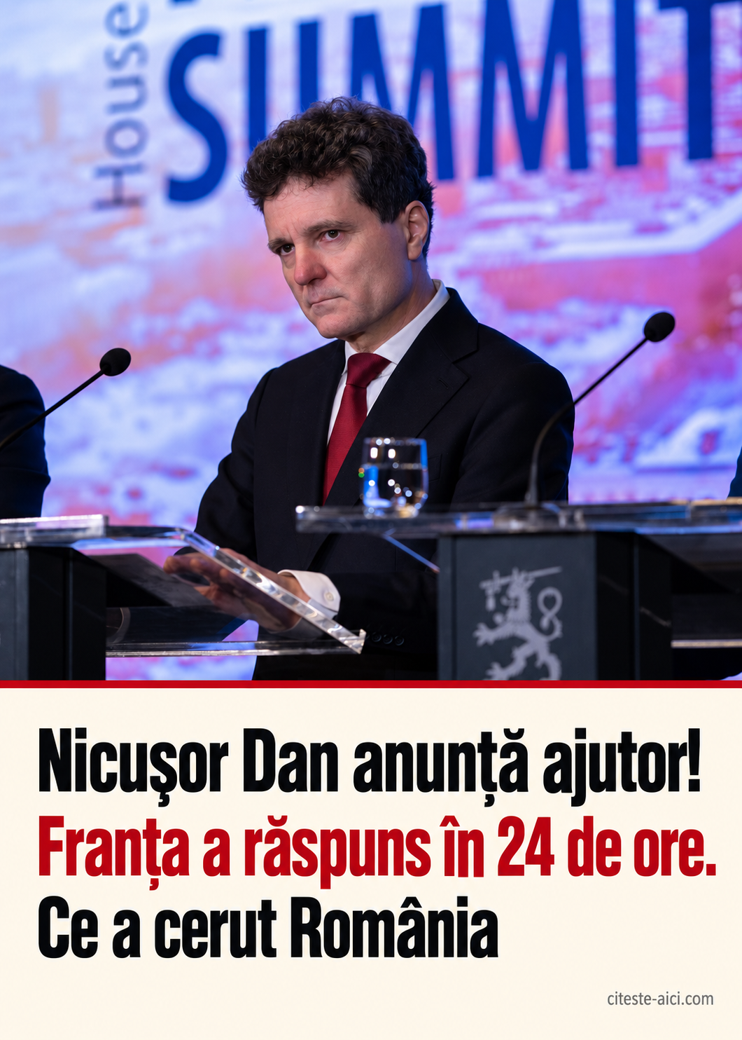 Nicușor Dan anunță ajutor! — Franța a răspuns în 24 de ore. — Ce a cerut România. Foto de arhivă: Katja Säilä / FinnishGovernment, 16 decembrie 2025, via Wikimedia Commons. Reîncadrare și compoziție grafică adaptată cu AI.