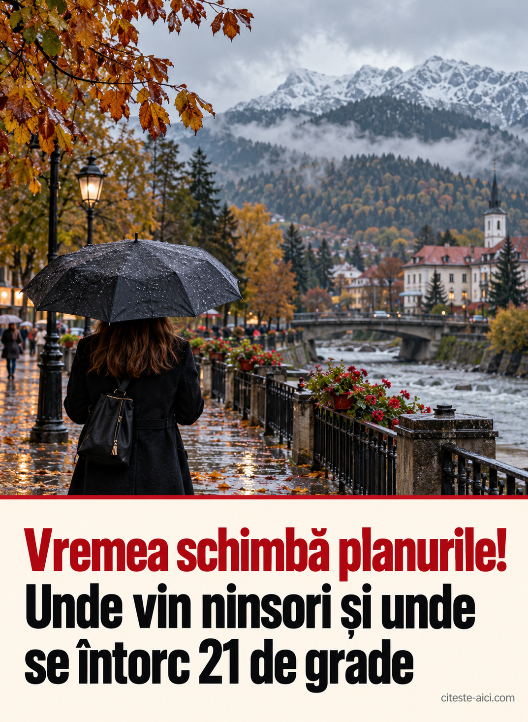Vremea schimbă planurile! — Unde vin ninsori și unde — se întorc 21 de grade. Imagine ilustrativă realizată cu AI pentru Citește Aici. Nu este o fotografie documentară a unui eveniment real.