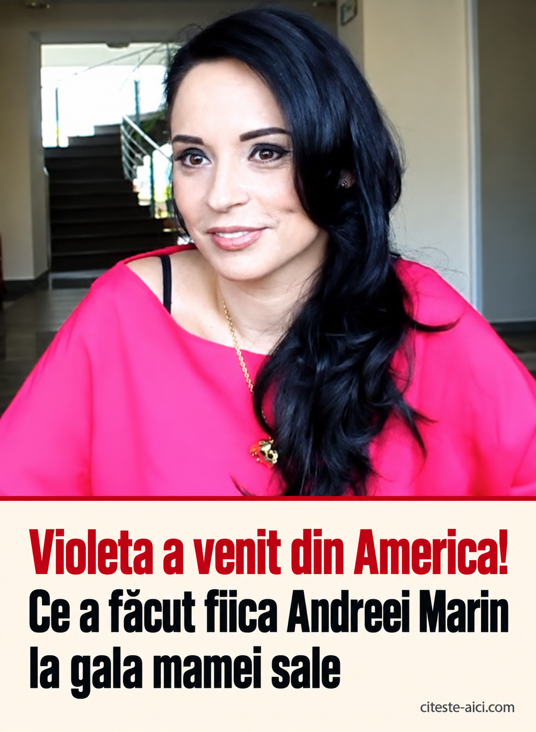 Violeta a venit din America! — Ce a făcut fiica Andreei Marin — la gala mamei sale. Foto de arhivă: startevo, interviu din 22 noiembrie 2011, via Wikimedia Commons. Portret cu Andreea Marin, nu imagine de la gala din 2026. Reîncadrare și compoziție grafică adaptată cu AI.