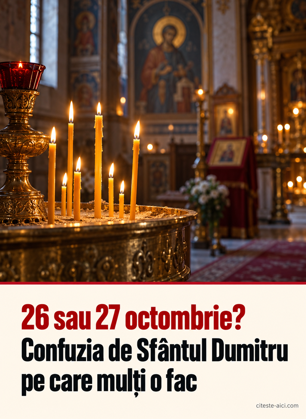 26 sau 27 octombrie? — Confuzia de Sfântul Dumitru — pe care mulți o fac. Imagine ilustrativă realizată cu AI pentru Citește Aici. Nu este o fotografie documentară a unui eveniment real.