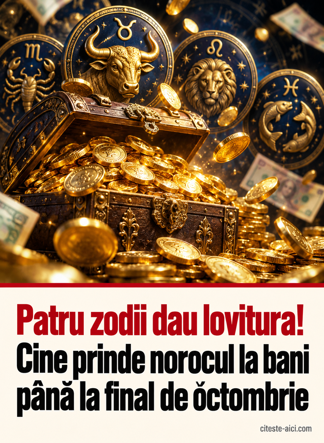 Patru zodii dau lovitura! — Cine prinde norocul la bani — până la final de octombrie. Imagine ilustrativă realizată cu AI pentru Citește Aici.