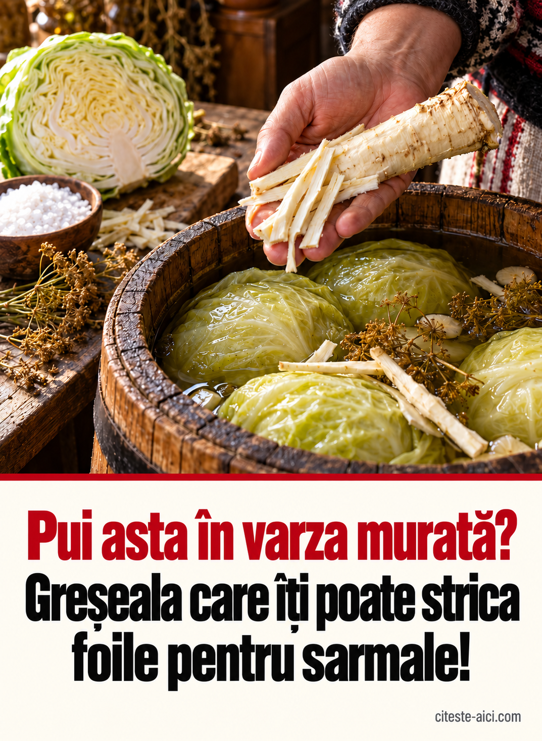 Pui asta în varza murată? — Greșeala care îți poate strica — foile pentru sarmale. Imagine ilustrativă realizată cu AI pentru Citește Aici.