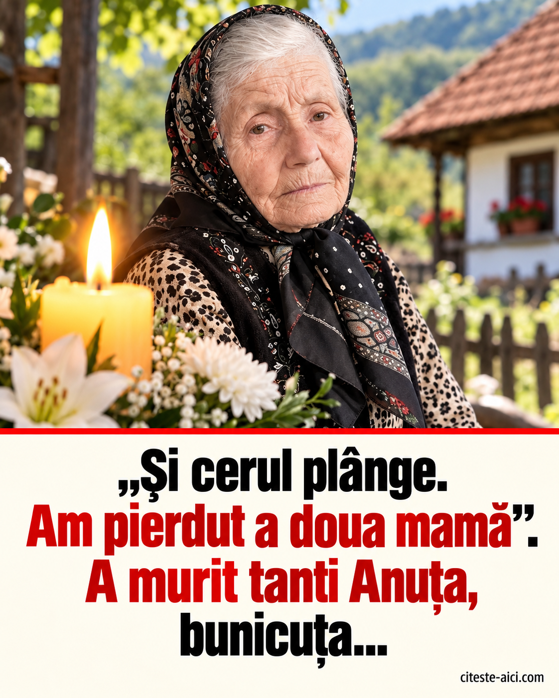 Ilustrație realizată cu AI pentru „Am pierdut a doua mamă”. A murit tanti Anuța, bunicuța din Apuseni care i-a emoționat pe voluntari